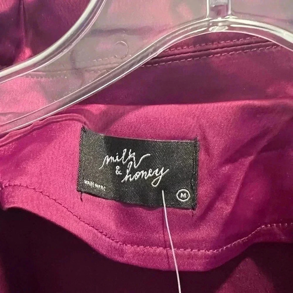 Milk & Honey Women's Magenta Cropped Jacket Open Front Pleated w/ Long Sleeve - Picture 4 of 8